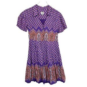 Noa Noa Womens Midi Dress Size S Purple Summer Viscose Button Paisley Bubble Hem